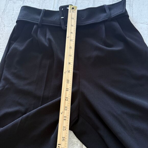 Express Womens Black High Rise Wide Leg Belted Trousers Career Pants Sz 8R - Picture 11 of 13